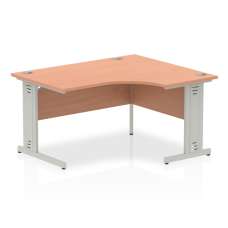 Isle 140cm Beech Right Computer Desk With Silver Managed Leg - UK