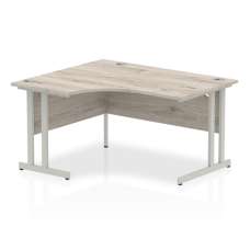 Isle 140cm Grey Left Computer Desk With Silver Cantilever Leg - UK