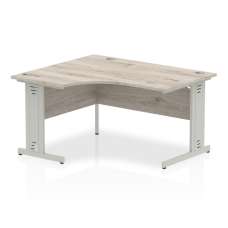 Isle 140cm Grey Left Computer Desk With Silver Managed Leg - UK