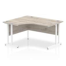 Isle 140cm Grey Left Computer Desk With White Cantilever Leg - UK