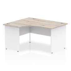 Isle 140cm Grey Oak Left Computer Desk With White Panel End Leg - UK