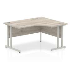 Isle 140cm Grey Right Computer Desk With Silver Cantilever Leg - UK