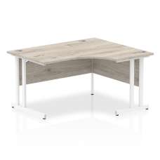 Isle 140cm Grey Right Computer Desk With White Cantilever Leg - UK