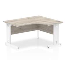 Isle 140cm Grey Right Computer Desk With White Managed Leg - UK