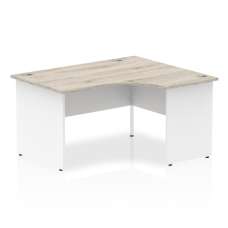 Isle 140cm Grey Oak Right Computer Desk With White Panel End Leg - UK