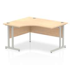 Isle 140cm Maple Left Computer Desk With Silver Cantilever Leg - UK