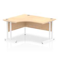 Isle 140cm Maple Left Computer Desk With White Cantilever Leg - UK