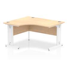 Isle 140cm Maple Left Computer Desk With White Managed Leg - UK