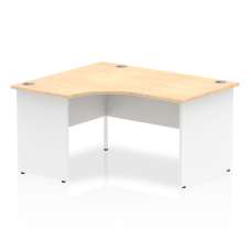 Isle 140cm Maple Left Computer Desk With White Panel End Leg - UK