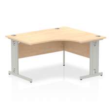 Isle 140cm Maple Right Computer Desk With Silver Managed Leg - UK
