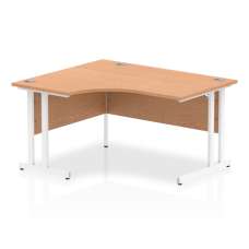 Isle 140cm Oak Left Computer Desk With White Cantilever Leg - UK