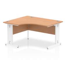 Isle 140cm Oak Left Computer Desk With White Managed Leg - UK