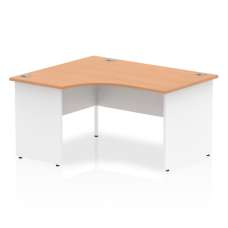Isle 140cm Oak Left Computer Desk With White Panel End Leg - UK