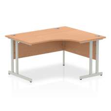 Isle 140cm Oak Right Computer Desk With Silver Cantilever Leg - UK