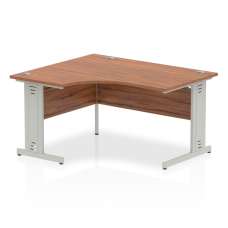 Isle 140cm Walnut Left Computer Desk With Silver Managed Leg - UK