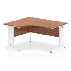 Isle 140cm Walnut Left Computer Desk With White Managed Leg - UK