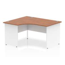 Isle 140cm Walnut Left Computer Desk With White Panel End Leg - UK