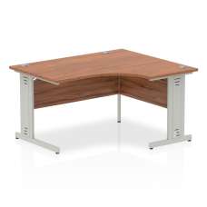 Isle 140cm Walnut Right Computer Desk With Silver Managed Leg - UK