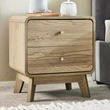 Issaquah Wooden Bedside Cabinet With 2 Drawers - Oak - UK