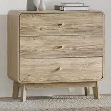 Issaquah Wooden Chest Of 3 Drawers - Oak - UK