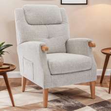 Itaquera Fabric Armchair With Wooden Legs In Linen - UK