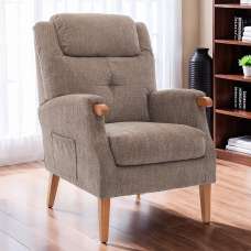 Itaquera Fabric Armchair With Wooden Legs In Mink - UK