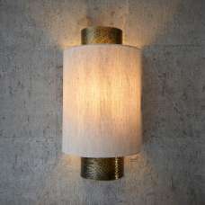 Ithaca Natural Fabric Wall Light In Bronze - UK
