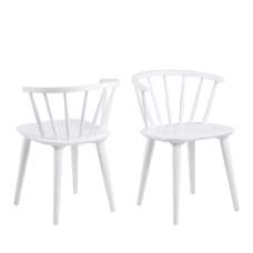 Ithaca White Wooden Dining Chairs In Pair - UK
