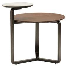 Ithaca Wooden Nesting Coffee Table In Brown And White Marble Effect - UK