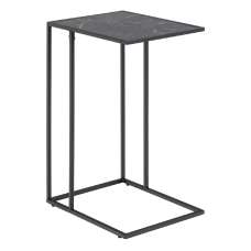 Ithaca Wooden Side Table In Black Marble Effect - UK