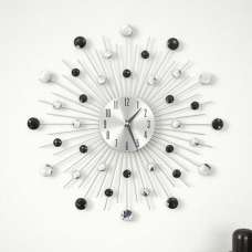 Itotia Round Quartz Movement Wall Clock In Silver And Black - UK