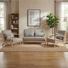 Iverox Fabric 2+1+1 Seater Sofa Set in Stone - UK