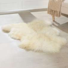Ivins Fabric Curly Sheepskin Rug In Ivory White - UK