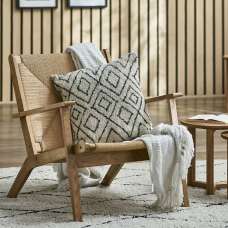Ivins Woven Bedroom Chair With Wooden Frame In Oak - UK