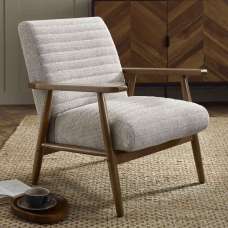 Izenel Fabric Armchair With Wooden Frame in Oyster White - UK
