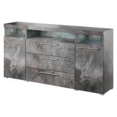 Izola Sideboard Wide 2 Doors 3 Drawers In Slate Grey With LED - UK