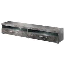 Izola Wooden TV Stand Wide With 2 Drawers In Slate Grey And LED - UK