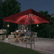 Jack 3m x 3m Gazebo In Wine Red With LED Lights - UK