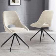 Jaffrey Cream Fabric Dining Chairs - Pair - UK