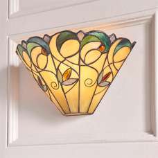 Jamelia Tiffany Glass Wall Light In Matt Black - UK