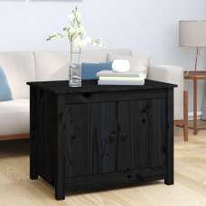 Janie Pine Wood Coffee Table With 2 Doors In Black - UK