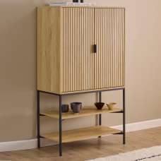 Japar Wooden Storage Cabinet With 2 Doors In Oak And Black - UK