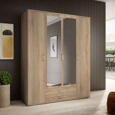 Kasper Wooden Wardrobe With 4 Doors 2 Drawers - Oak Sonoma - UK