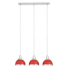 Jaspro 3 Metal Shades Pendant Light In Red And Chrome - UK