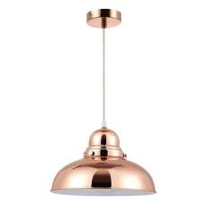 Jaspro Round 1 Metal Shade Pendant Light In Copper - UK