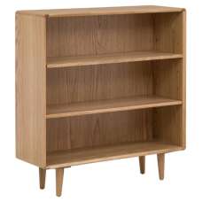 Javion Wooden Bookcase With 3 Shelves In Natural Oak - UK