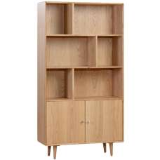 Javion Wooden Bookcase With 6 Shelves In Natural Oak - UK