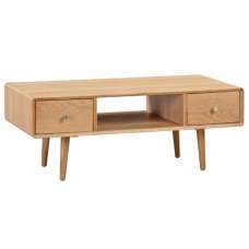 Javion Wooden Coffee Table With 2 drawers In Natural Oak - UK