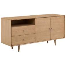 Javion Wooden Sideboard With 2 Doors 2 Drawers In Natural Oak - UK
