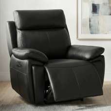 Jerion Leather Electric Recliner 1 Seater Sofa in Black - UK